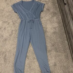 Pink Lily Blue Jumpsuit